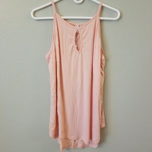 Flowy Tank Top, keyhole neckline, blush pink